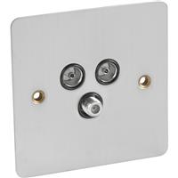Axiom Flat Plate Satin Satellite Socket Outlet Satellite/TV/FM in Chrome Steel