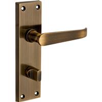 Hiatt Victorian Straight Door Handles Bathroom (Pair) in Antique Brass