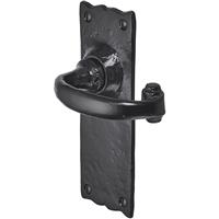 Old Hill Ironworks Burford Suite Door Handles 158mm x 55mm Latch (Pair) in Black Stainless Steel