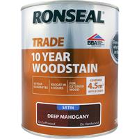 Ronseal 10 Year Exterior Satin Woodstain 750ml in Deep Mahogany