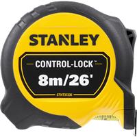 Stanley Control Lock Tape Measure 8m/26' in Yellow Rubber