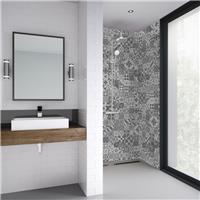 Mermaid Elite Tongue & Groove Shower Wall Panel Abruzzo 2420mm x 1200mm x 10mm Post Formed in Grey Synthetic Waterproof Core
