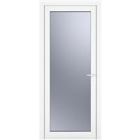 Crystal uPVC Single Door Full Glass Left Hand Open In 890mm x 2090mm Obscure Double Glazed White (each)