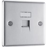 BG Brushed Steel Telephone Socket Ethernet RJ45 in Silver Stainless Steel