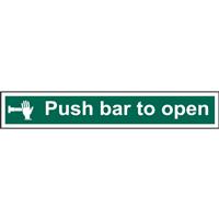 Centurion Fire Safety Sign Push Bar To Open 600x100