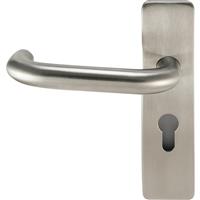 Eclipse Stainless Steel Round Bar Lever on Plate Euro Plate 175x44mm (Pair) in Silver