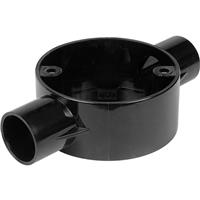 Profix 25mm PVC Conduit Box 2 Way Through Box in Black