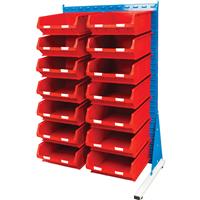 Barton Steel Louvre Panel Adda Stand with Red Bins 1600 x 1000 x 500mm with 14 TC6 Red Bins (14 Pk)