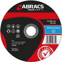 Abracs Trade Flat Metal Cutting Discs 115 x 3 x 22mm (5 Pack) Steel