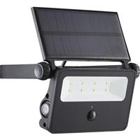Zink 2W Solar Powered PIR Security Light IP44 220lm Daylight White in Black Steel