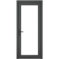 Crystal uPVC Single Door Full Glass Right Hand Open In 840mm x 2090mm Clear Triple Glazed /White in Grey