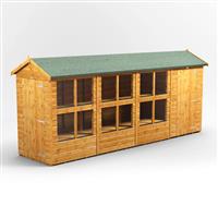 Powersheds Power Apex Potting Shed Combi including 4ft Side Store 16' x 4' in Natural Timber