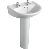 Armitage Shanks Sandringham 21 Basin and Pedestal 55cm 2 Tap Hole in White Ceramic