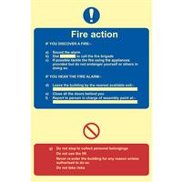Centurion Photoluminescent Fire Action Procedure Sign Text Only