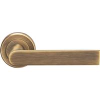 Serozzetta Edge Lever on Rose Door Handles Antique (Pair) in Brass