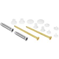 Fischer Sanitary Fixing Kit Vertical WC / Bidet in Grey/ Gold/White Steel