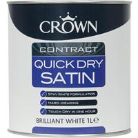 Crown Contract Quick Dry Satin Paint 1L in Brilliant White