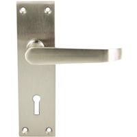 Lockworks Victorian Straight Door Handle Lock Satin Nickel (Pair)