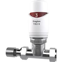 Drayton TRV4 White 15mm Straight in White/Chrome Brass