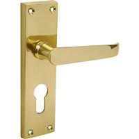 Unbranded Victorian Straight Door Handles Euro Lock Brass (Pair) in Gold