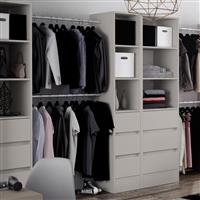 Spacepro 3 Drawer Tower Unit with 1 Hanger Bar Dove 2100 x 450 x 500mm in Grey Steel/MFC