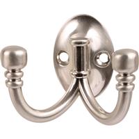 Ball End Double Robe Hook Satin Nickel in Silver
