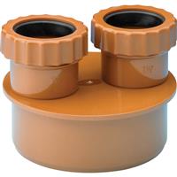 Aquaflow Underground Waste Adaptor 40/40mm Double in Terracotta