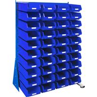 Barton Steel Louvre Panel Adda Stand with Blue Bins 1600 x 1000 x 500mm with 40 TC4 Blue Bins (40 Pk)