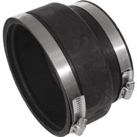 Flexible Adaptor Clay to PVC 121-136mm to 100-115mm in Black Rubber