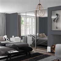 Spacepro Classic 3 Door Sliding Wardrobe Kit Framed Mirror 2216 x 2260mm in Cashmere Steel/Glass