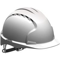 JSP EVO3 OneTouch Slip Ratchet Vented Safety Helmet in White Hdpe
