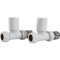 Made4Trade Modern Towel Radiator Valve White Straight (2pk) Brass