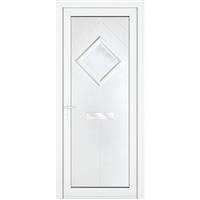 Crystal uPVC Front Door Small diamond Glass Hamburg White Right Hand 920 x 2090mm Obscure Glass 920 x 2090 x 70