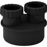 Aquaflow Double Waste Adaptor 40/40mm in Black