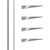Rothley Krome Twin Slot Shelving Kit 1600mm Uprights (x2) & 370mm Brackets (x4) in Chrome Steel
