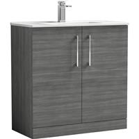 Nuie Arno Double Door Floor Standing Vanity Unit 800mm With Minimalist Basin in Anthracite MFC