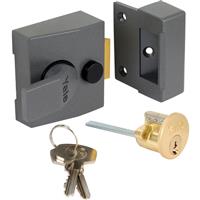 Yale Deadlocking Nightlatch Gun Metal Narrow in Grey Brass