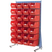 Barton Steel Louvre Panel Starter Stand with Red Bins 1600 x 1000 x 500mm with 28 TC5 Red Bins (28 Pk)