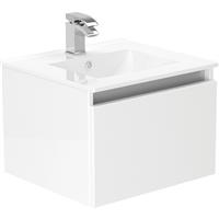 Newland Single Drawer Wall Hung Vanity Unit With Basin Gloss 500mm in White MFC