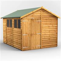 Power Overlap Apex Shed 10' x 8' Double Doors in Natural Timber