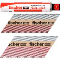 Fischer 550 Double Galvanised Nail & Gas Fuel Pack 3.1x90mm & 3.1x75mm (1100 Pack) in Silver
