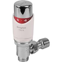 Drayton TRV4 Classic Thermostatic Radiator Valve 15mm Angled in White/Chrome Brass