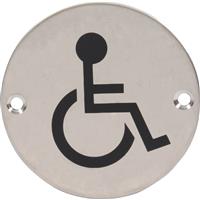 Eclipse Satin Stainless Steel Door Sign Disabled 75mm in Silver