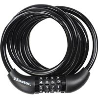 Master Lock Self Coiling Cable Lock Combination 8 x 1800mm in Black Braided Steel