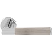 Serozzetta Trend Lines Lever On Rose Door Handles Polished / Satin Chrome (Pair) in Silver