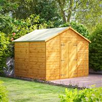 Power Apex Shed 8' x 10' No Windows - Double Doors in Natural Timber