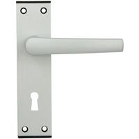 Lockworks Oxford Black End Cap Aluminium Door Handle Lock Satin in Chrome