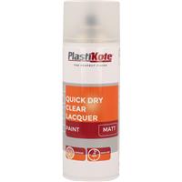 Plastikote Quick Dry Lacquer Spray Paint Matt 400ml in Clear Plastic