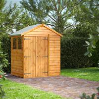 Powersheds Power Overlap Apex Shed 4' x 6' Double Doors in Natural Timber