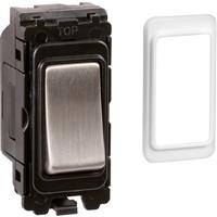 Wessex Electrical Wessex Brushed Stainless Steel Grid Switch 20A 2 Way SP in Silver